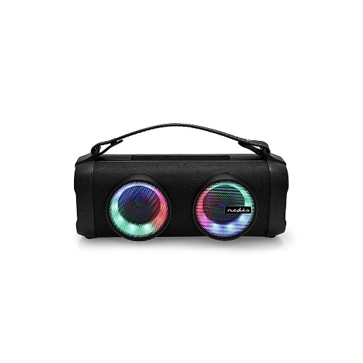 ΦΟΡΗΤΟ TWS ΗΧΕΙΟ BLUETOOTH 24W ΜΕ ΔΕΡΜΑΤΙΝΗ ΛΑΒΗ ΜΕΤΑΦΟΡΑΣ NEDIS SPBB306BK