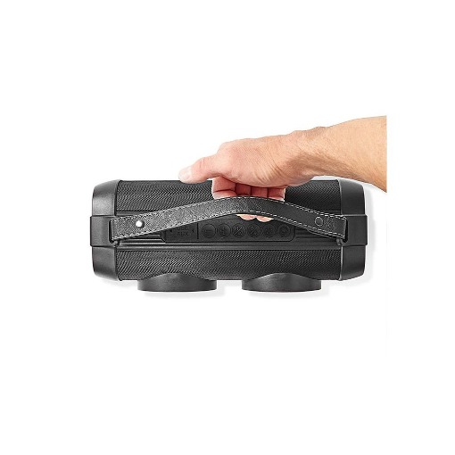 ΦΟΡΗΤΟ TWS ΗΧΕΙΟ BLUETOOTH 24W ΜΕ ΔΕΡΜΑΤΙΝΗ ΛΑΒΗ ΜΕΤΑΦΟΡΑΣ NEDIS SPBB306BK