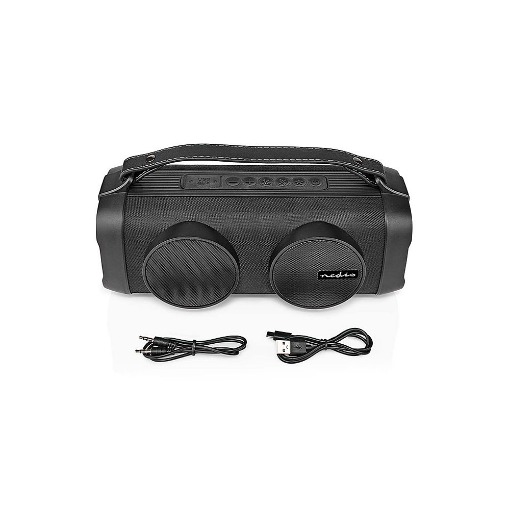 ΦΟΡΗΤΟ TWS ΗΧΕΙΟ BLUETOOTH 24W ΜΕ ΔΕΡΜΑΤΙΝΗ ΛΑΒΗ ΜΕΤΑΦΟΡΑΣ NEDIS SPBB306BK