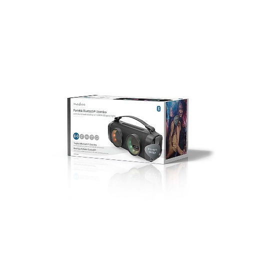 ΦΟΡΗΤΟ TWS ΗΧΕΙΟ BLUETOOTH 24W ΜΕ ΔΕΡΜΑΤΙΝΗ ΛΑΒΗ ΜΕΤΑΦΟΡΑΣ NEDIS SPBB306BK