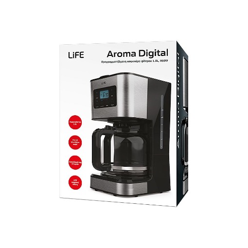 ΚΑΦΕΤΙΕΡΑ ΠΡΟΓΡΑΜΜΑΤΙΖΟΜΕΝΗ ΦΙΛΤΡΟΥ 1.5L, 950W LIFE AROMA DIGITAL