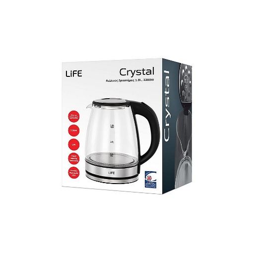 ΒΡΑΣΤΗΡΑΣ ΓΥΑΛΙΝΟΣ 1.8L  2.200W  LIFE CRYSTAL