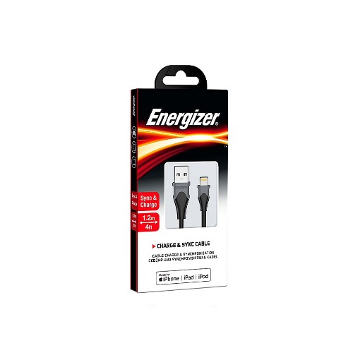 ΚΑΛΩΔΙΟ USB 2.0 A ΣΕ LIGHTNING 1.2m ΜΑΥΡΟ/ΓΚΡΙ ENERGIZER C61LIGBK4
