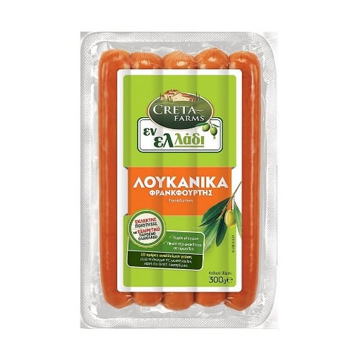 Creta Farms Εν Ελλάδι Λουκάνικα Φρανκφούρτης 300γρ. (-0.20)