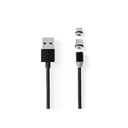 ΚΑΛΩΔΙΟ USB HIGH-SPEED A - MICRO B USB/ USB-C 2m ΜΕ ΜΑΓΝΗΤΙΚΟ ΑΚΡΟ  NEDIS CCGB60630BK20