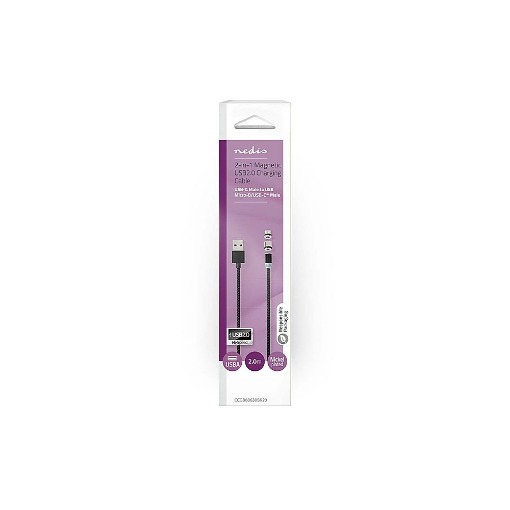 ΚΑΛΩΔΙΟ USB HIGH-SPEED A - MICRO B USB/ USB-C 2m ΜΕ ΜΑΓΝΗΤΙΚΟ ΑΚΡΟ  NEDIS CCGB60630BK20