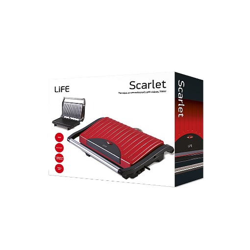 ΤΟΣΤΙΕΡΑ ΜΕ GRILL ΠΛΑΚΕΣ 700W LIFE SCARLET