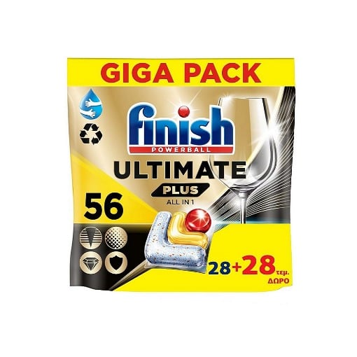FINISH ΚΑΨΟΥΛΕΣ ULTIMATE PLUS ALL IN ONE (28+28τεμ.) - LEMON