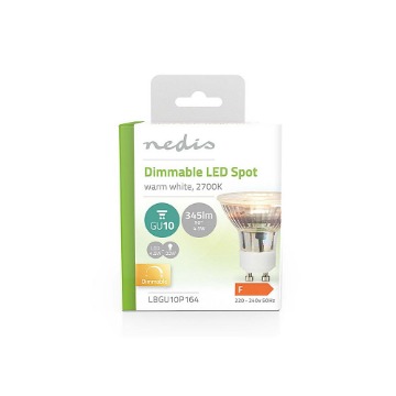 ΛΑΜΠΑ LED , GU10 , 4.5W , ΘΕΡΜΟ ΛΕΥΚΟ ΦΩΣ ΚΑΙ 345 LUMEN NEDIS LBGU10P164