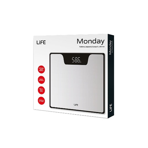 ΓΥΑΛΙΝΗ ΗΛΕΚΤΡΟΝΙΚΗ ΖΥΓΑΡΙΑ ΜΠΑΝΙΟΥ LIFE MONDAY