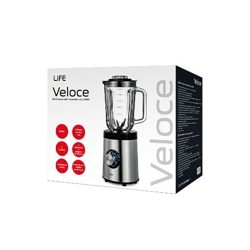 ΜΠΛΕΝΤΕΡ 800W ΜΕ ΓΥΑΛΙΝΗ ΚΑΝΑΤΑ 1.5l LIFE VELOCE