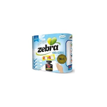ZEBRA ΧΑΡΤΙ ΚΟΥΖΙΝΑΣ 2 ΡΟΛΛΑ 3Φ - (WHITE MEGA)