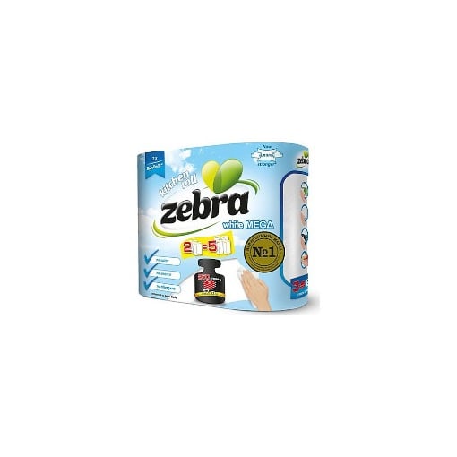 ZEBRA ΧΑΡΤΙ ΚΟΥΖΙΝΑΣ 2 ΡΟΛΛΑ 3Φ - (WHITE MEGA)