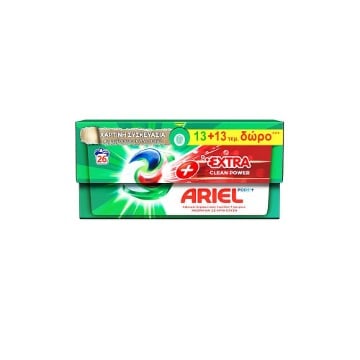 ARIEL ΥΓΡΕΣ ΚΑΨΟΥΛΕΣ  ALL IN 1 (26τεμ.) - (EXTRA CLEAN) (13+13 ΔΩΡΟ)