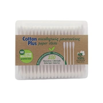 COTTON PLUS ΩΤΟΚΑΘΑΡΙΣΤΕΣ 200ΤΜΧ - (KAΣETINA) (PAPER STICK)