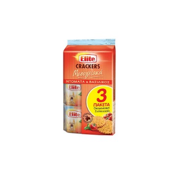 ELITE CRACKERS ΜΕΣΟΓΕΙΑΚΑ (3x105gr.) - (ΝΤΟΜΑΤΑ & ΒΑΣΙΛΙΚΟΣ)