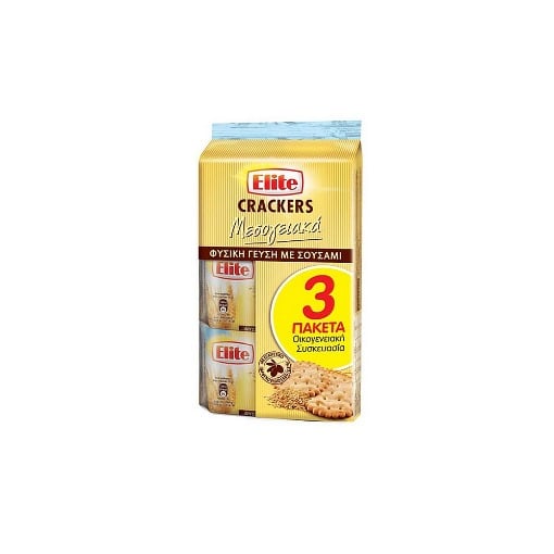 ELITE CRACKERS ΜΕΣΟΓΕΙΑΚΑ (3x105gr.) - (ΦΥΣΙΚΗ)