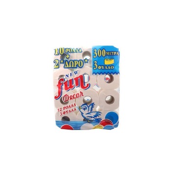 FUN BABY ΧΑΡΤΙ ΡΟΛΛΟ ΥΓΕΙΑΣ 3ΦΥΛΛΟ (12x110gr) - (10+2ρολλά ΔΩΡΟ)