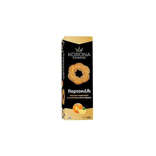 KORONA ΜΠΙΣΚΟΤΑ ΜΕ ΕΠΙΚΑΛΥΨΗ ΜΑΥΡΗΣ ΖΑΧΑΡΗΣ 105gr. - (ΠΟΡΤΟΚΑΛΙ)