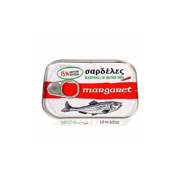 MARGARET ΣΑΡΔΕΛΕΣ ΠΙΚΑΝΤΙΚΕΣ 115gr. - (ΣΕ ΦΥΤΙΚΟ ΛΑΔΙ)