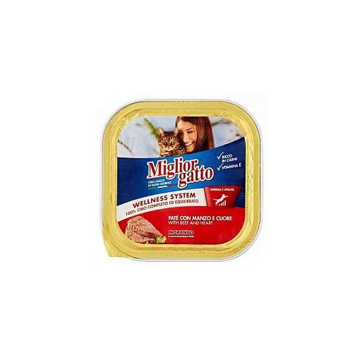 MIGLIOR ΓΑΤΟΤΡΟΦΗ PATE 100gr - (ΒΟΔΙΝΟ-ΚΑΡΔΙΑ)