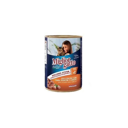 MIGLIOR ΓΑΤΟΤΡΟΦΗ ΚΟΝΣΕΡΒΑ 405gr - (ΠΟΥΛΕΡΙΚΑ-ΚΑΡΟΤΑ)