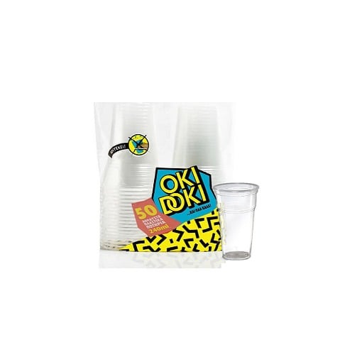 OKI DOKI ΠΛΑΣΤΙΚΟ ΠΟΤΗΡΙ 240ml (50τεμ.) - (ΔΙΑΦΑΝΟ)