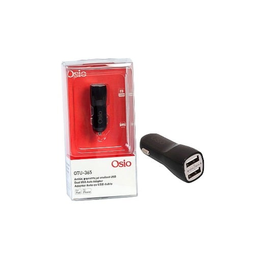 OSIO ΦΟΡΤΙΣΤΗΣ ΑΥΤΟΚΙΝΗΤΟΥ ΜΕ 2 USB ΘΥΡΕΣ - (ΜΑΥΡΟΣ) (OTU365B)