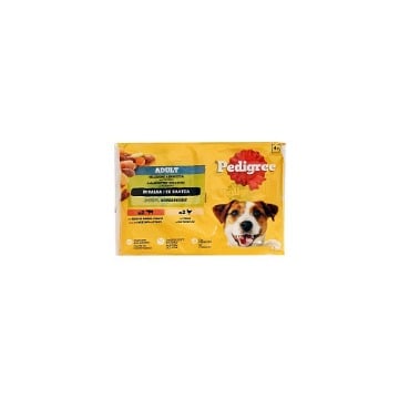 PEDIGREE ΣΚΥΛΟΤΡΟΦΗ ΦΑΚΕΛΑΚΙ 4x100gr. - (ΜΟΣΧΑΡI & ΣΥΚΩΤΙ & ΛΑΧΑΝΙΚΑ)