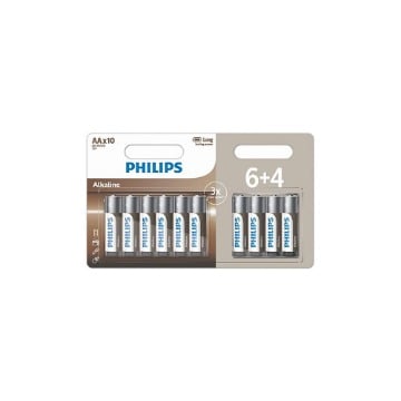PHILIPS ΜΠΑΤΑΡΙΑ ΑΛΚΑΛΙΚΗ AA (6+4τεμ) - (ΜΕ ΦΟΡΟ 0,20€)