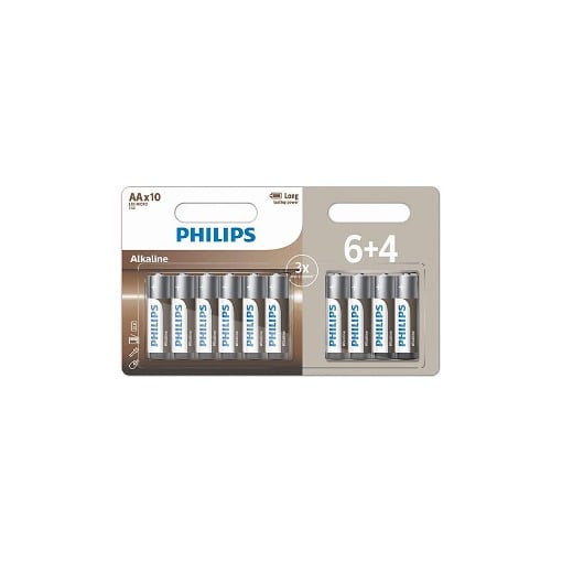 PHILIPS ΜΠΑΤΑΡΙΑ ΑΛΚΑΛΙΚΗ AA (6+4τεμ) - (ΜΕ ΦΟΡΟ 0,20€)