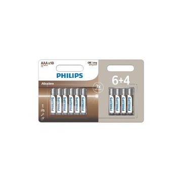 PHILIPS ΜΠΑΤΑΡΙΑ ΑΛΚΑΛΙΚΗ AAA (6+4τεμ) - (ΜΕ ΦΟΡΟ 0,20€)