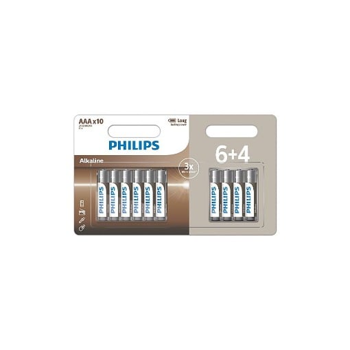 PHILIPS ΜΠΑΤΑΡΙΑ ΑΛΚΑΛΙΚΗ AAA (6+4τεμ) - (ΜΕ ΦΟΡΟ 0,20€)