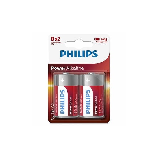 PHILIPS ΜΠΑΤΑΡΙΑ ΑΛΚΑΛΙΚΗ D 2τεμ. - (ΜΕ ΦΟΡΟ 0,08€)