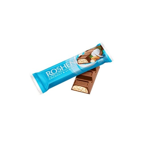 ROSHEN ΜΠΑΡΑ ΣΟΚΟΛΑΤΑΣ 29gr. - (ΣΟΚΟΛΑΤΑ ΓΑΛΑΚΤΟΣ ΜΕ ΑΜΥΓΔΑΛΑ ΚΑΙ ΚΑΡΥΔΑ)