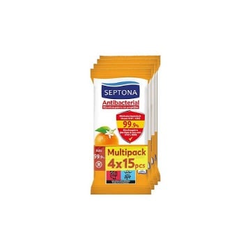 SEPTONA ΥΓΡΑ ΜΑΝΤΗΛΑΚΙΑ (4x15τεμ.) - (ΠΟΡΤΟΚΑΛΙ)