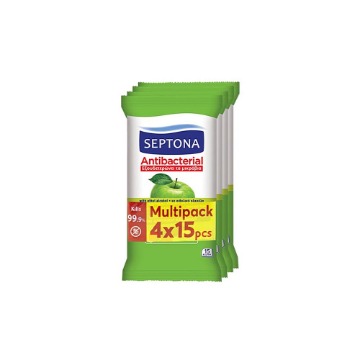 SEPTONA ΥΓΡΑ ΜΑΝΤΗΛΑΚΙΑ (4x15τεμ.) - (ΠΡΑΣΙΝΟ ΜΗΛΟ)