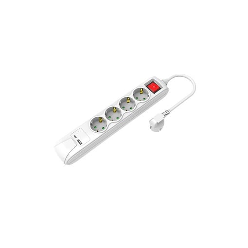TNS ΠΟΛΥΜΠΡΙΖΟ 4Θ + USB ΘΥΡΑ+ 1,5m ΚΑΛΩΔΙΟ - (ΑΣΠΡΟ) (35-950-1050)