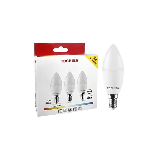 TOSHIBA ΛΑΜΠΑ (LED) 3P E14 4,7/40W 3000K (3τεμ.)