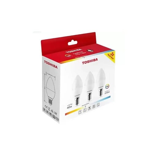 TOSHIBA ΛΑΜΠΑ (LED) 3P E14 4,7/40W 4000K (3τεμ.)
