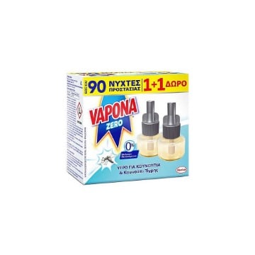 VAPONA ΕΝΤΟΜOΠΩΘΗΤΙΚΟ ΥΓΡΟ REFILL (2x45 ΝΥΧΤΕΣ) - (ZERO) (1+1 ΔΩΡΟ)