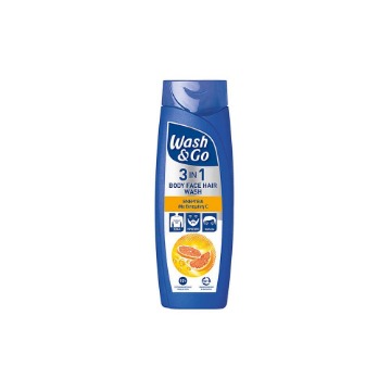 WASH & GO MEN SHAMPOO 3in1 400ml - (VITAMIN C) (1+1 ΔΩΡΟ)