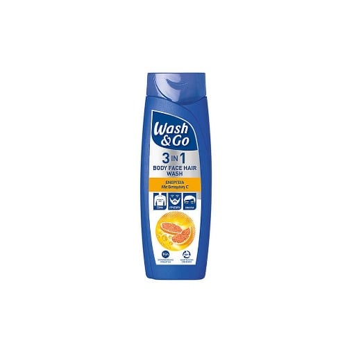 WASH & GO MEN SHAMPOO 3in1 400ml - (VITAMIN C) (1+1 ΔΩΡΟ)