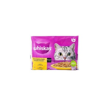 WHISKAS ΓΑΤΟΤΡΟΦΗ ΠΟΥΛΕΡΙΚΑ ΣΕ ΣΑΛΤΣΑ 4x85gr.