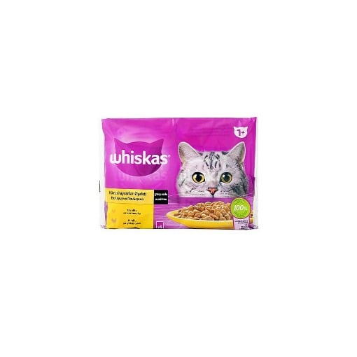 WHISKAS ΓΑΤΟΤΡΟΦΗ ΠΟΥΛΕΡΙΚΑ ΣΕ ΣΑΛΤΣΑ 4x85gr.