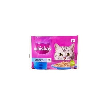 WHISKAS ΓΑΤΟΤΡΟΦΗ ΨΑΡΙΚΑ ΣΕ ΣΑΛΤΣΑ 4x85gr.
