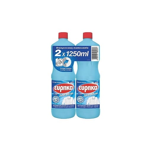 ΕΥΡΗΚΑ ΥΓΡΟ ΛΕΥΚΑΝΤΙΚΟ ΡΟΥΧΩΝ (2x1250ml) - (ΕΝΕΡΓΟ ΧΛΩΡΙΟ)