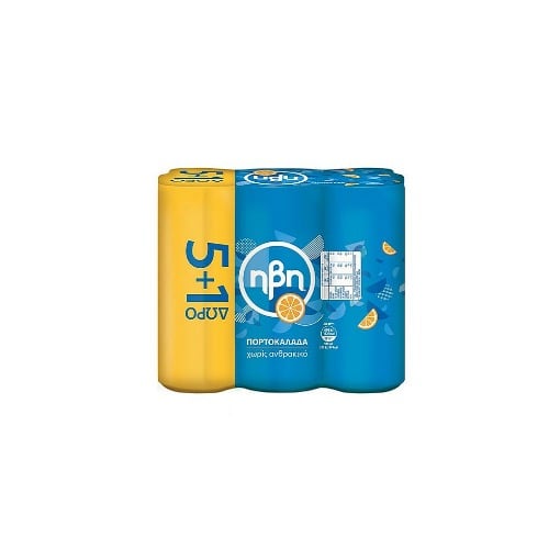 ΗΒΗ ΠΟΡΤΟΚΑΛΑΔΑ ΧΩΡΙΣ ΑΝΘΡΑΚΙΚΟ (6x330ml) - (ΜΠΛΕ) (5+1 ΔΩΡΟ)