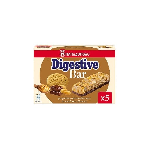 ΠΑΠΑΔΟΠΟΥΛΟΥ DIGESTIVE BARS (5x28gr.) - (ΦΙΣΤΙΚΙΑ, ΣΟΚΟΛΑΤΑ & ΦΙΣΤ/ΤΥΡΟ)