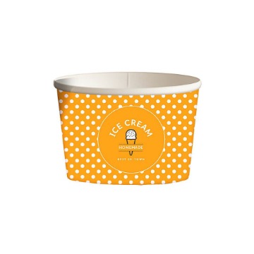 ΧΑΡΤΙΝΟ ΚΥΠΕΛΟ ΠΑΓΩΤΟΥ (12oz) - (DOT) (ORANGE) (50τεμ.)